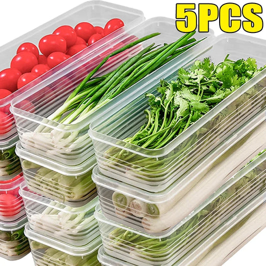 Rectangular refrigerator fresh-keeping box with lid for scallions, coriander, vegetables, sealed cold storage kitchen organizer