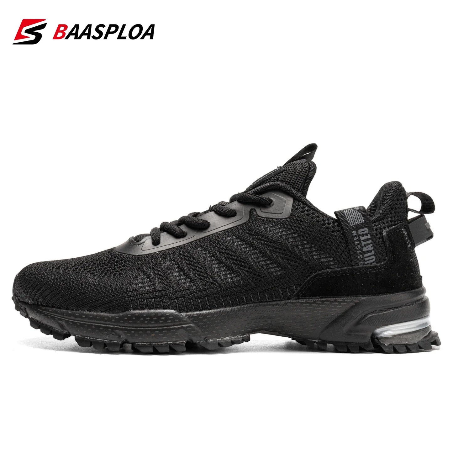 Baasploa men's mesh breathable running shoes – lightweight non-slip sneakers in plus size black