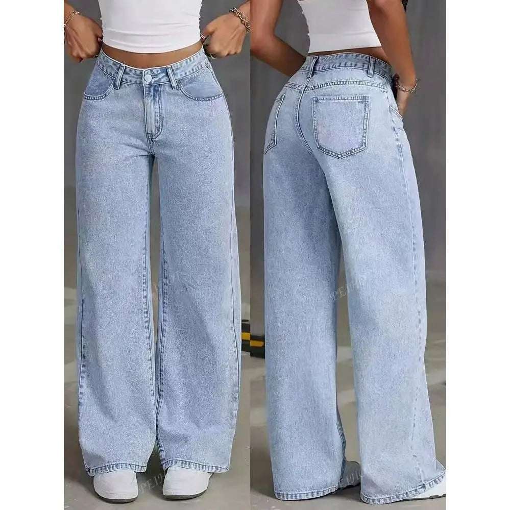 Women’s Plus Size Wide Leg Jeans | High Waist Denim Pants