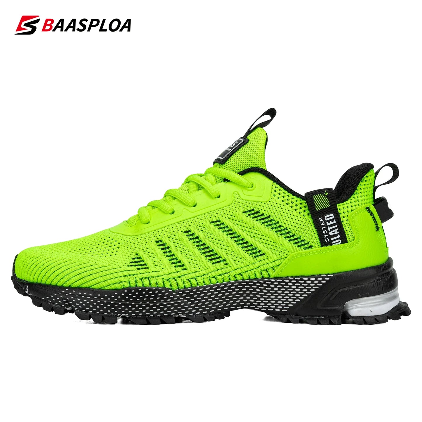 Baasploa men's mesh breathable running shoes – lightweight non-slip sneakers in plus size green
