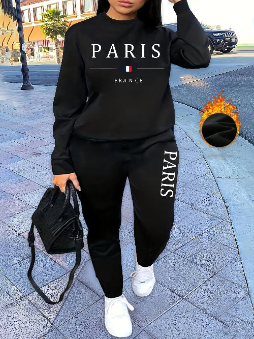 Women's Tracksuit Two Piece Set  -black 2