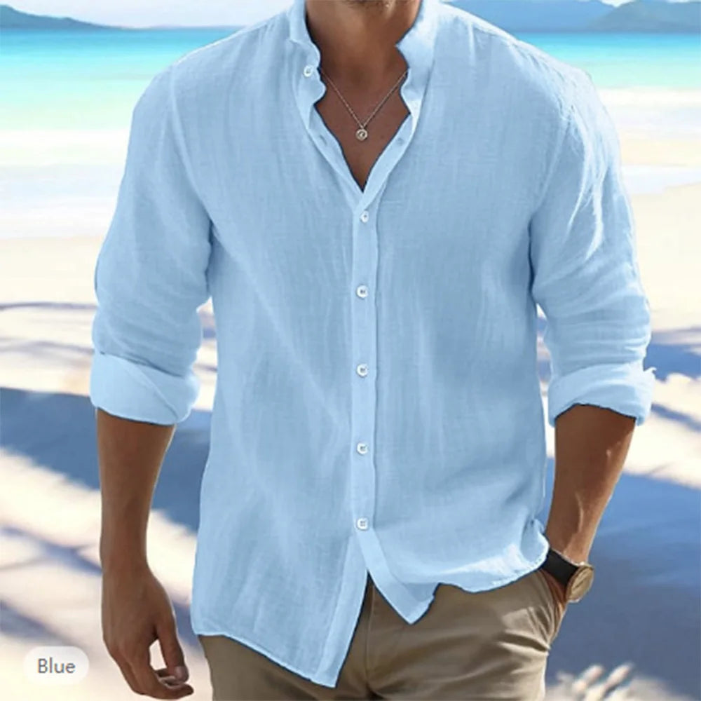 Hot Sale Men's Long-Sleeved Shirts  - blue
