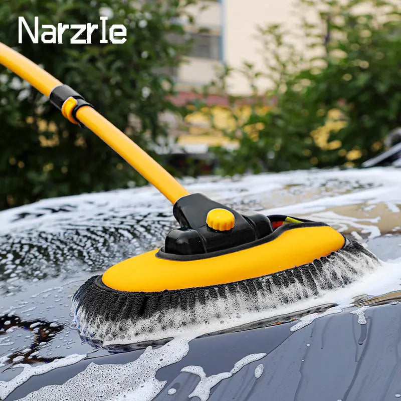 Telescoping car wash mop with long handle and bendable brush for easy cleaning  -1