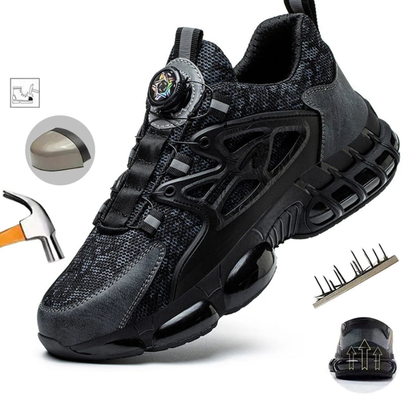 Black sneaker with additional components on a white background