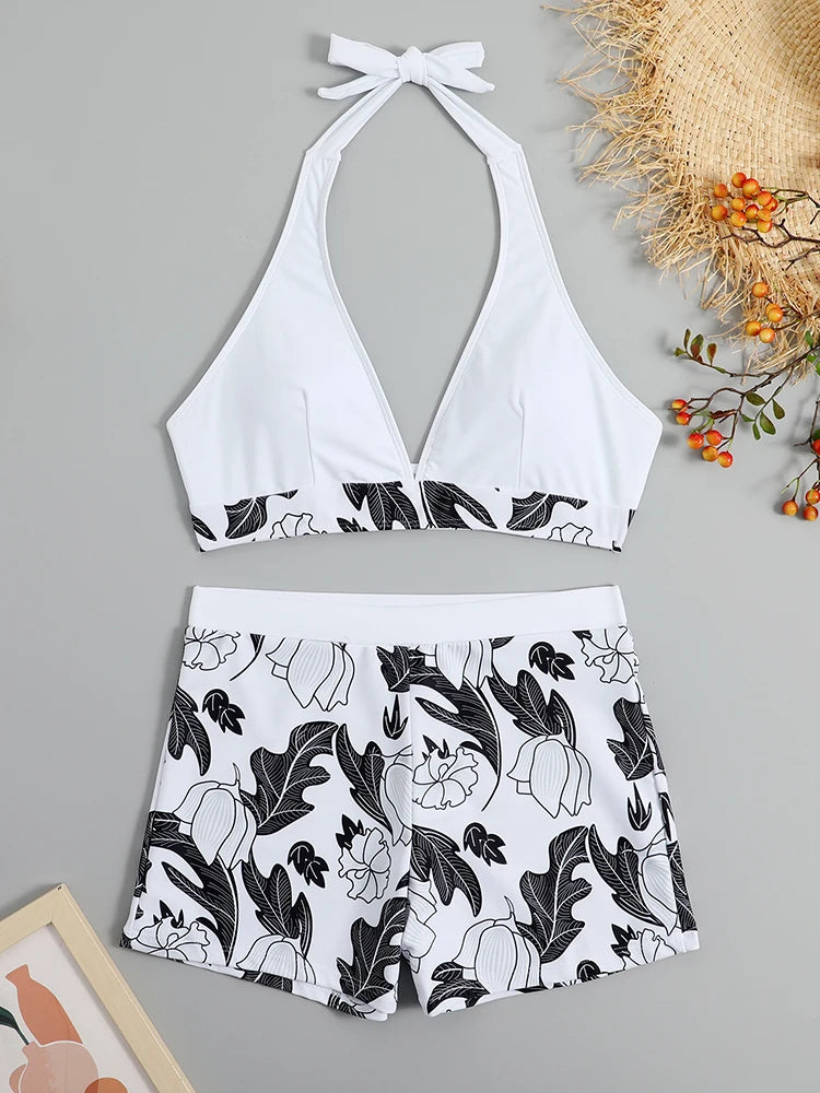 Women’s Halter Bikini Set | High Waist Printed Swimwear