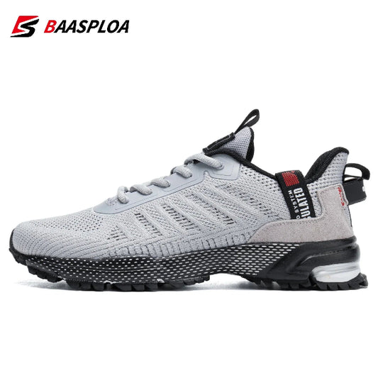 Baasploa men's mesh breathable running shoes – lightweight non-slip sneakers in plus size Gray