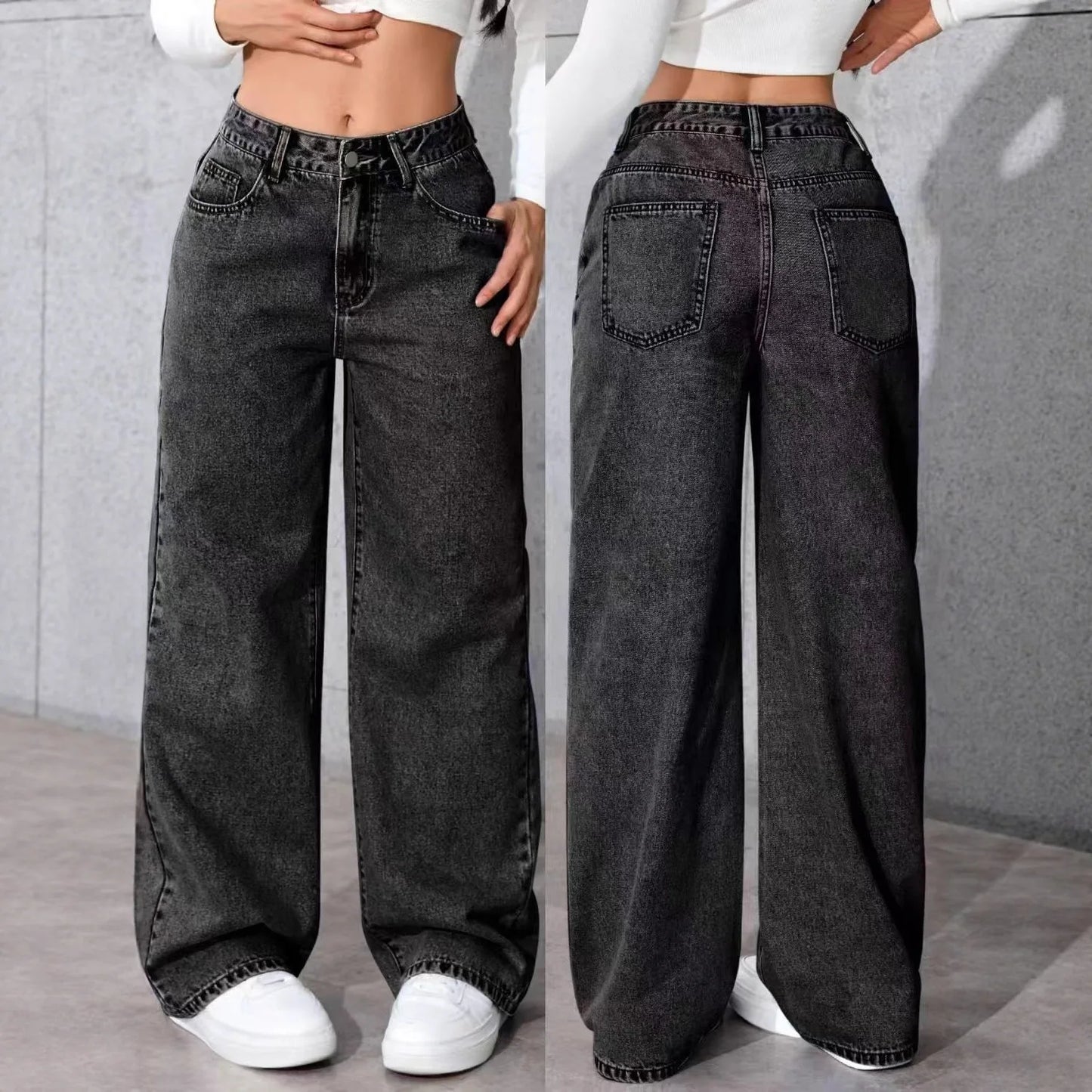 Women’s Plus Size Wide Leg Jeans | High Waist Denim Pants