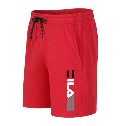 Red shorts with a logo on a white background