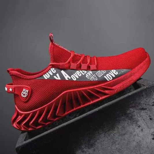 Lightweight breathable mesh men's sneakers in casual non-slip design red