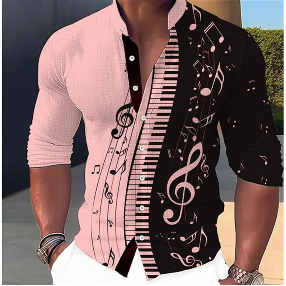Men’s Standing‑Neck Long Sleeve Shirt – Soft Casual Fashion Top