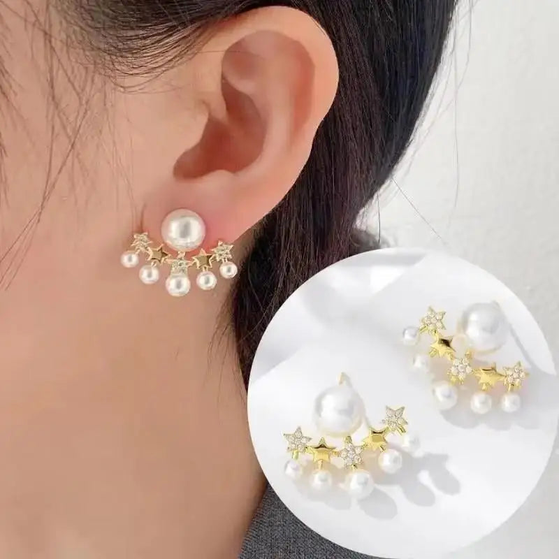 Korean Fashion Seven Star Zircon Earrings For Women Jewelry 2025 Trending New Luxury Women's Crystal Stars Stud Earrings Gifts