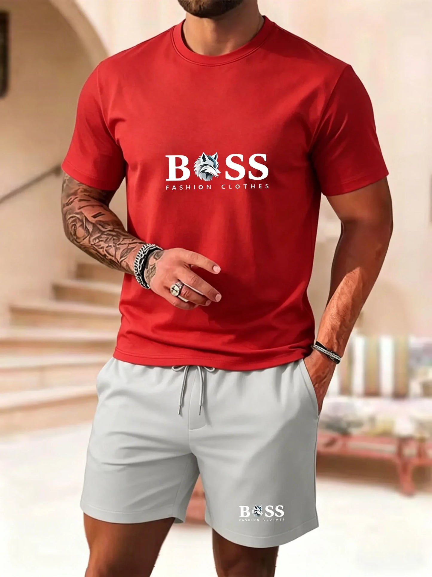 Men's two-piece sportswear short sleeved T-shirt and pants set running fitness sportswear 2026 summer promotion
