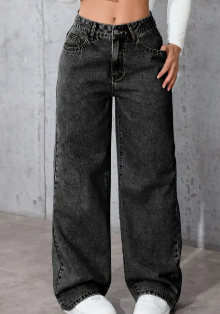 Women’s Plus Size Wide Leg Jeans | High Waist Denim Pants