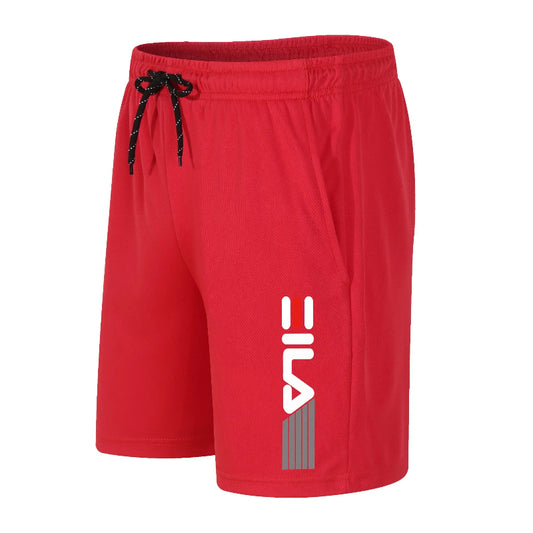 Red shorts with a logo on a white background