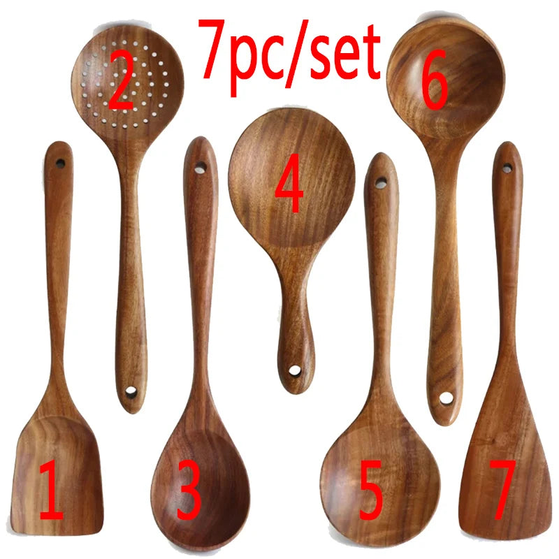 Thailand Teak Wooden Kitchen Utensils – Spoon, Ladle & Turner