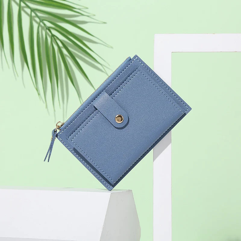 Women's PU leather mini wallet with zipper, hasp, and multi-card slots - 005