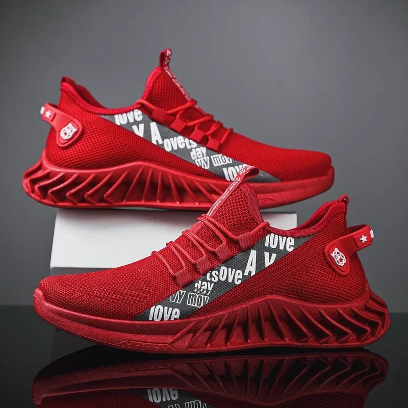 Lightweight breathable mesh men's sneakers in casual non-slip design red 2