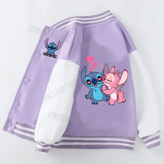 Purple jacket with cartoon character design on a white background