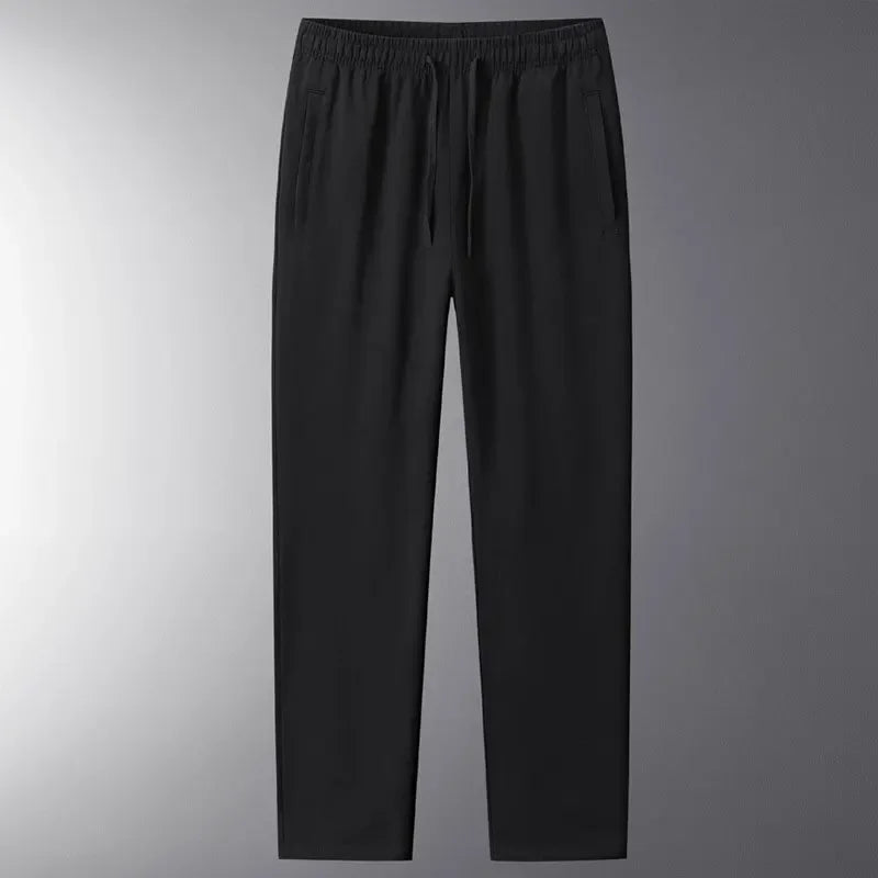 Black pants on a gray background