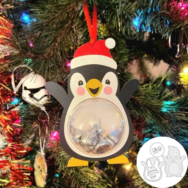 Gingerbread-shaped metal cutting die for Christmas tree ornament, candy holder, and scrapbook making pinguin