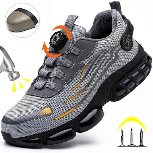 Gray and black sneaker with a detailed design on a white background