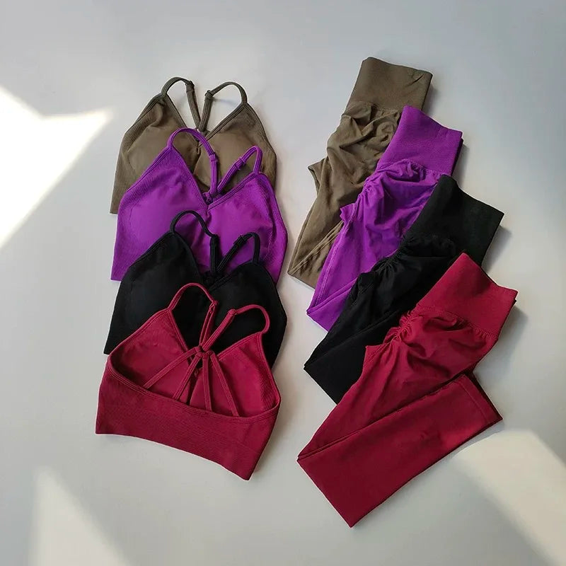 Women’s peach high‑waisted hip‑lifting exercise suit with shockproof sports top693