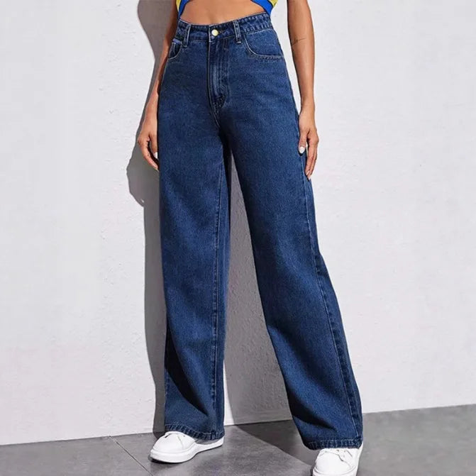 Women’s Plus Size Wide Leg Jeans | High Waist Denim Pants