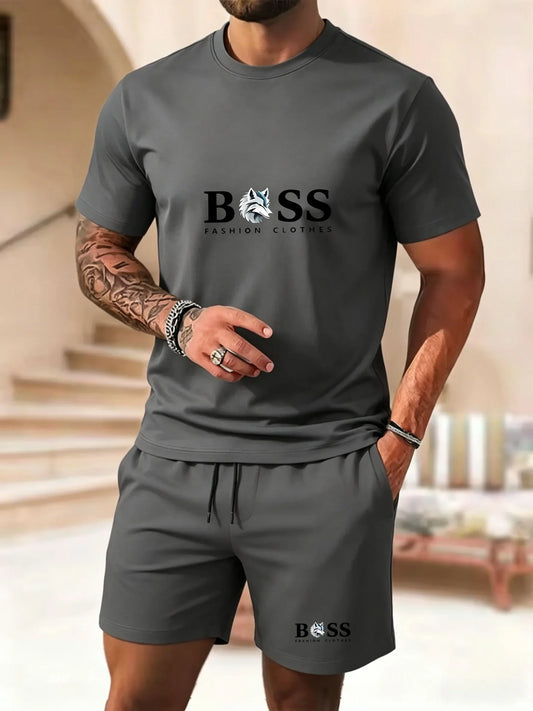 Men's two-piece sportswear short sleeved T-shirt and pants set running fitness sportswear 2026 summer promotion