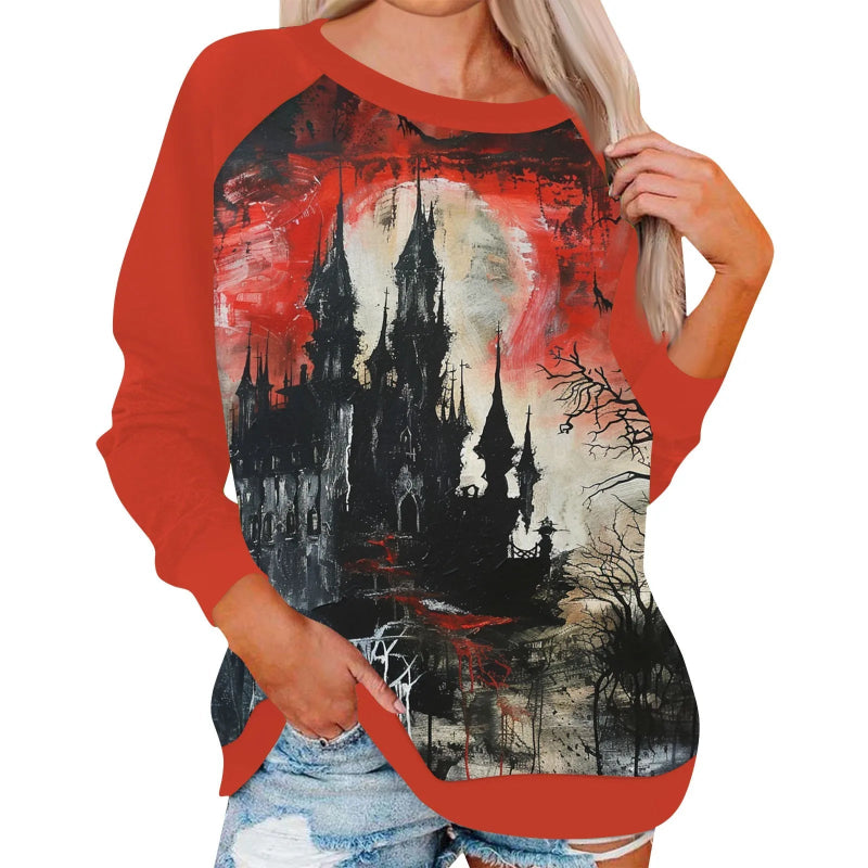 Women'S Halloween Theme Print Tops - 5