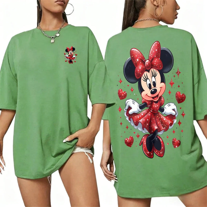 Women’s 100% cotton Mickey Mouse printed T‑shirt in summer casual style green