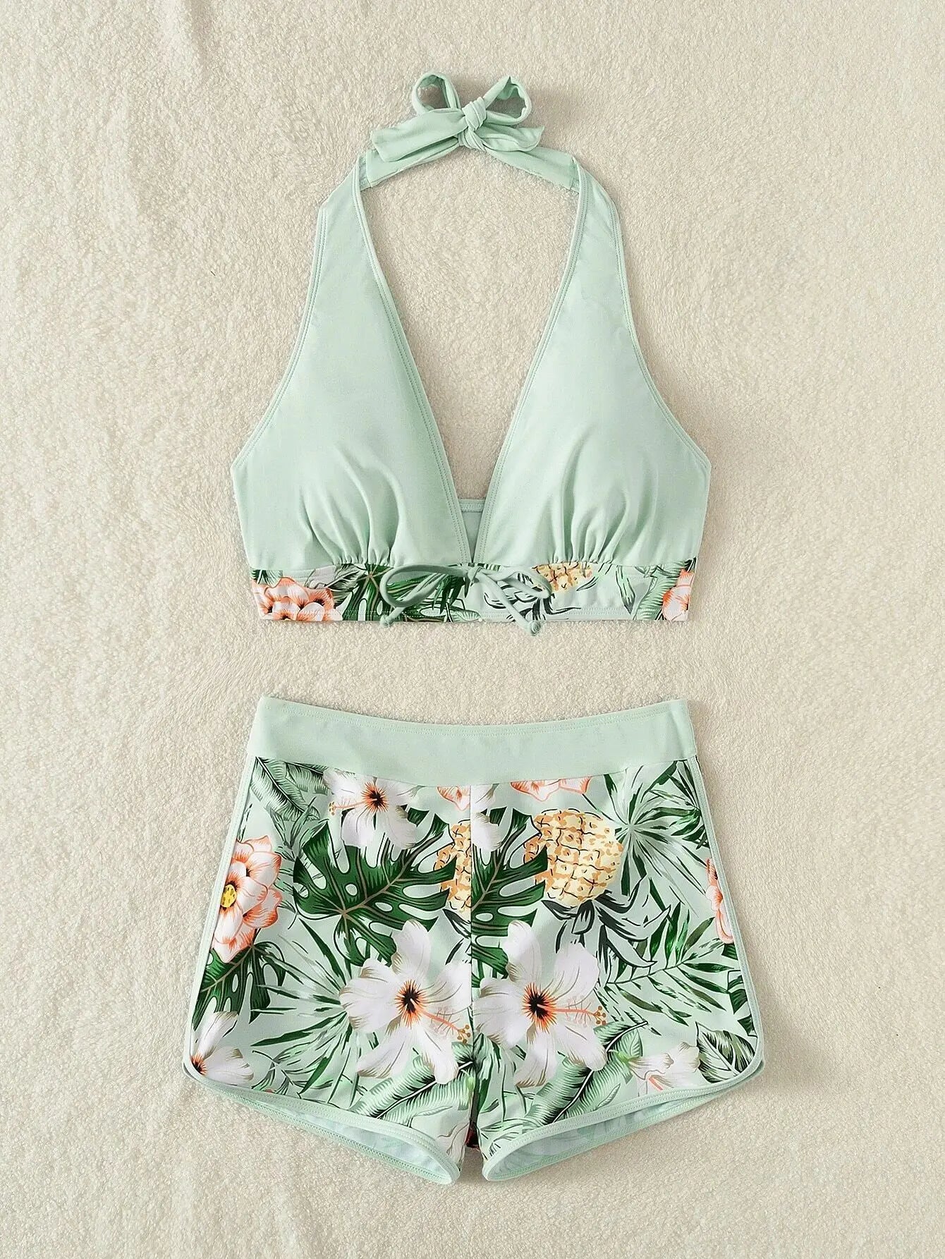 Women’s Halter Bikini Set | High Waist Printed Swimwear