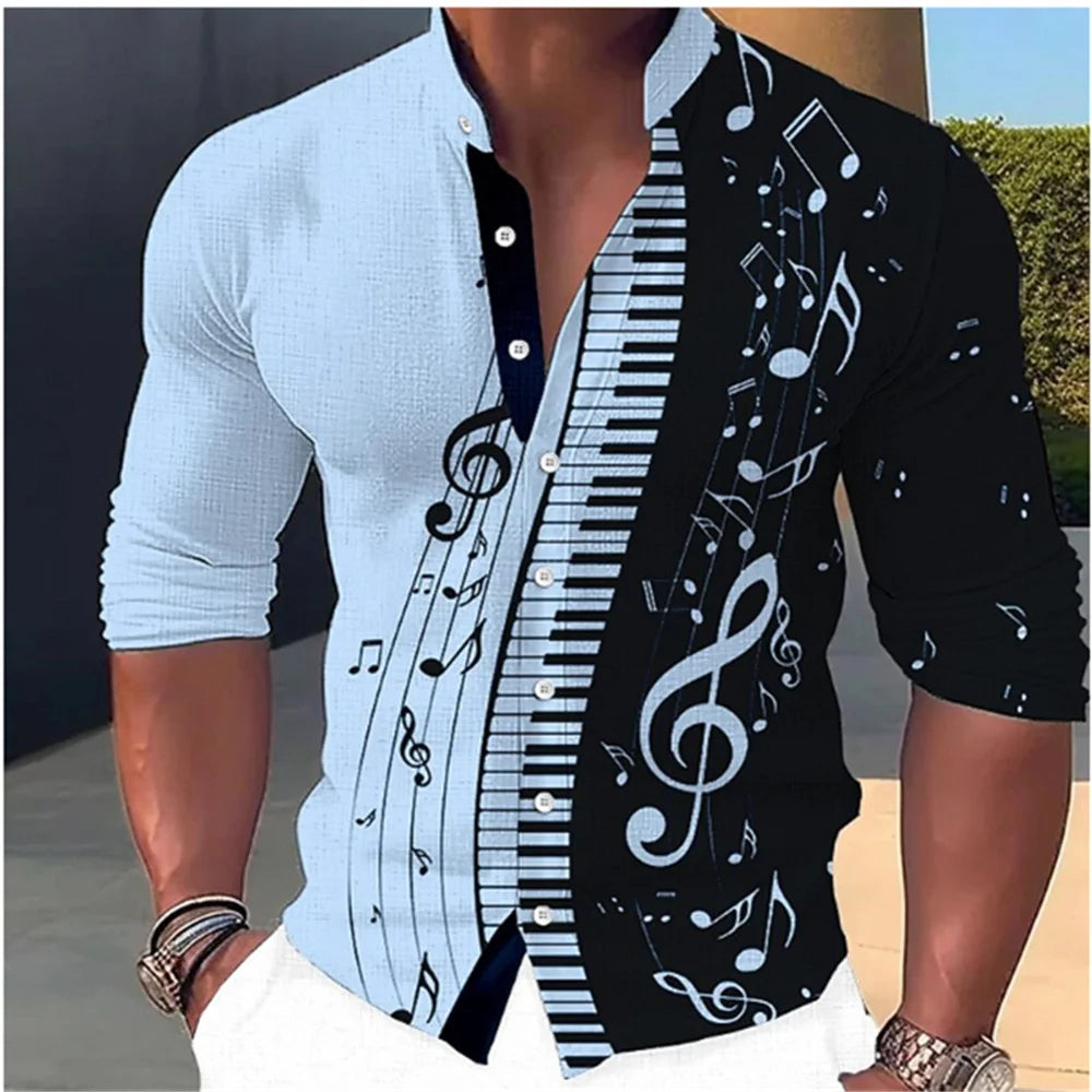 Men’s Standing‑Neck Long Sleeve Shirt – Soft Casual Fashion Top