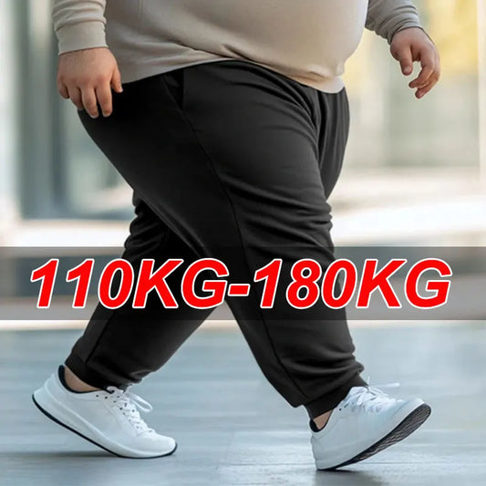 Person wearing black pants and white shoes with weight range text overlay