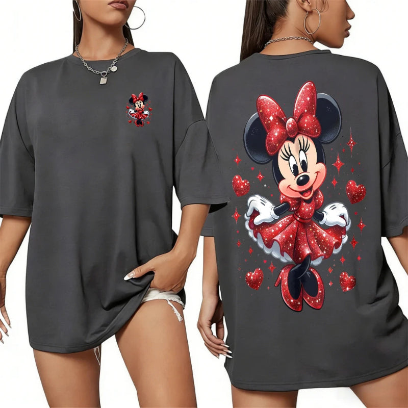 Women’s 100% cotton Mickey Mouse printed T‑shirt in summer casual style black