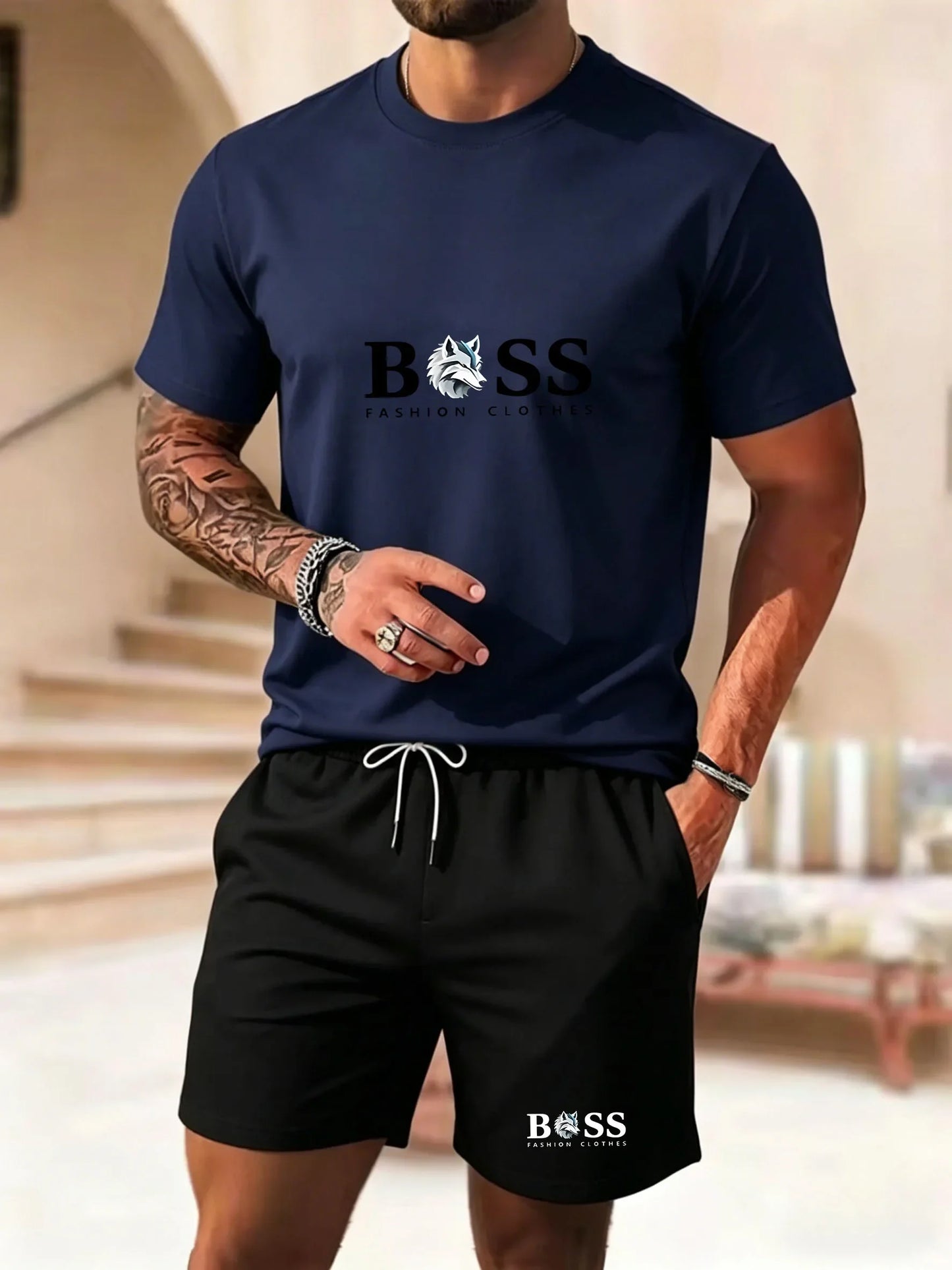 Men's two-piece sportswear short sleeved T-shirt and pants set running fitness sportswear 2026 summer promotion