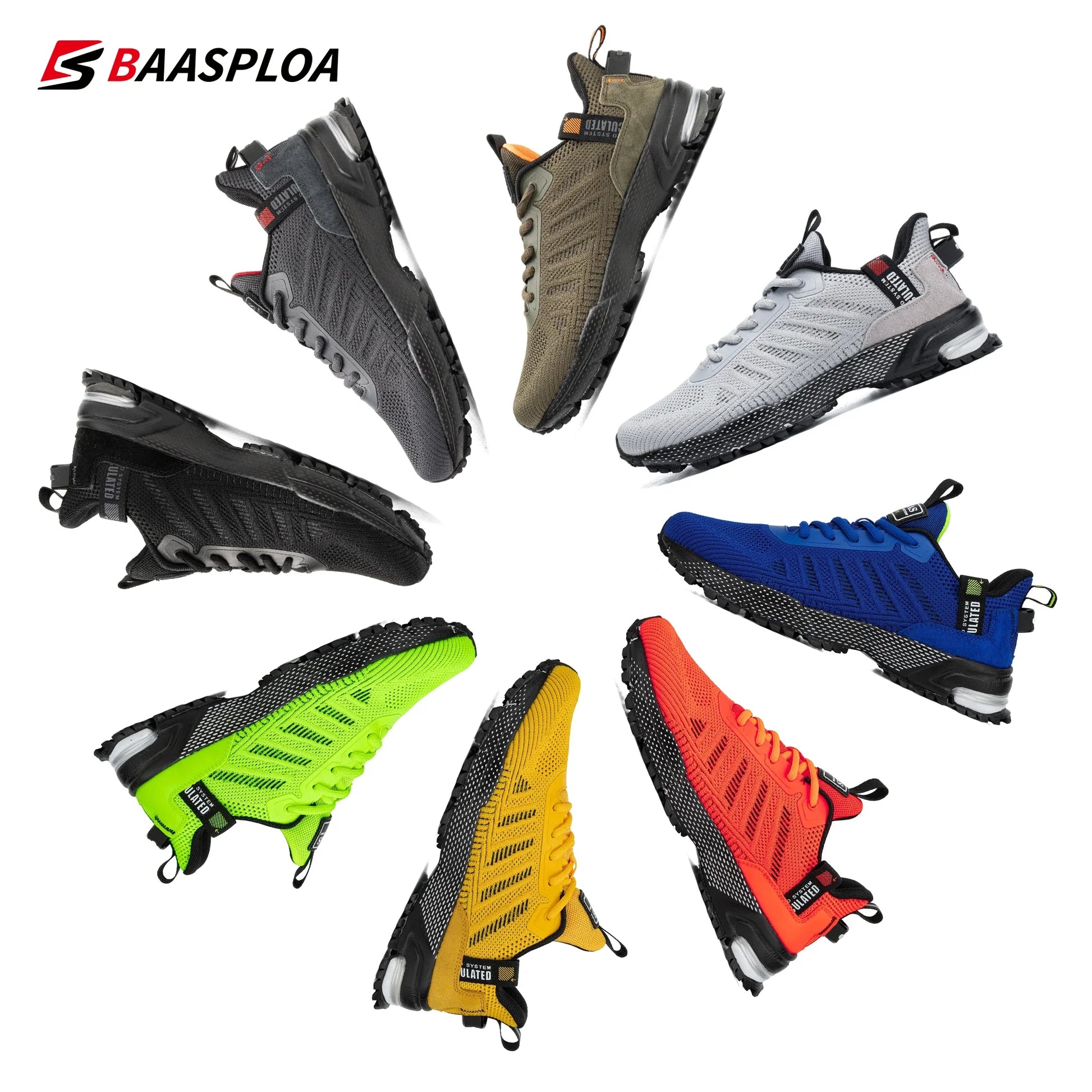 Baasploa men's mesh breathable running shoes – lightweight non-slip sneakers in plus size all colors