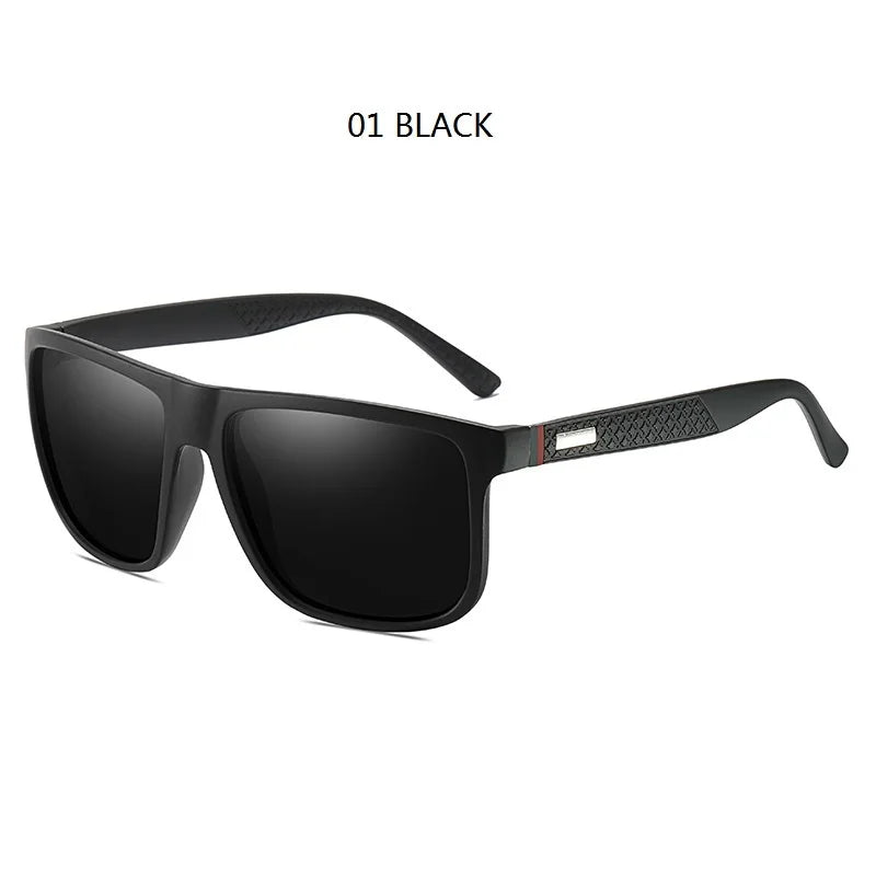 Oversized polarized UV400 sunglasses with big square frames for men and women - black