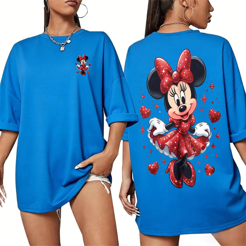 Women’s 100% cotton Mickey Mouse printed T‑shirt in summer casual style blue