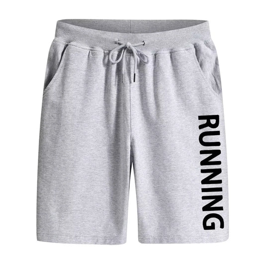 Moto men’s running sports shorts, high-quality summer soft cool knee-length pants, classic male gym fitness jogging shorts gray