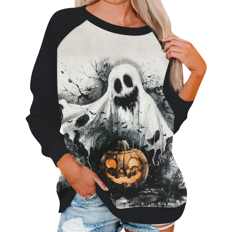 Women'S Halloween Theme Print Tops - 01