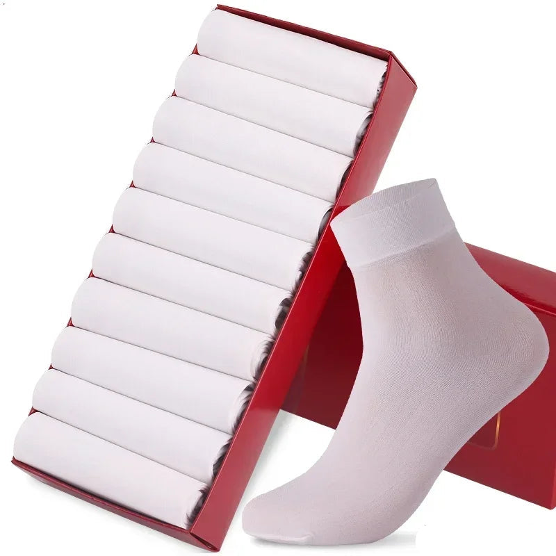 10/20 pairs Men Ice Silk Socks  -  white