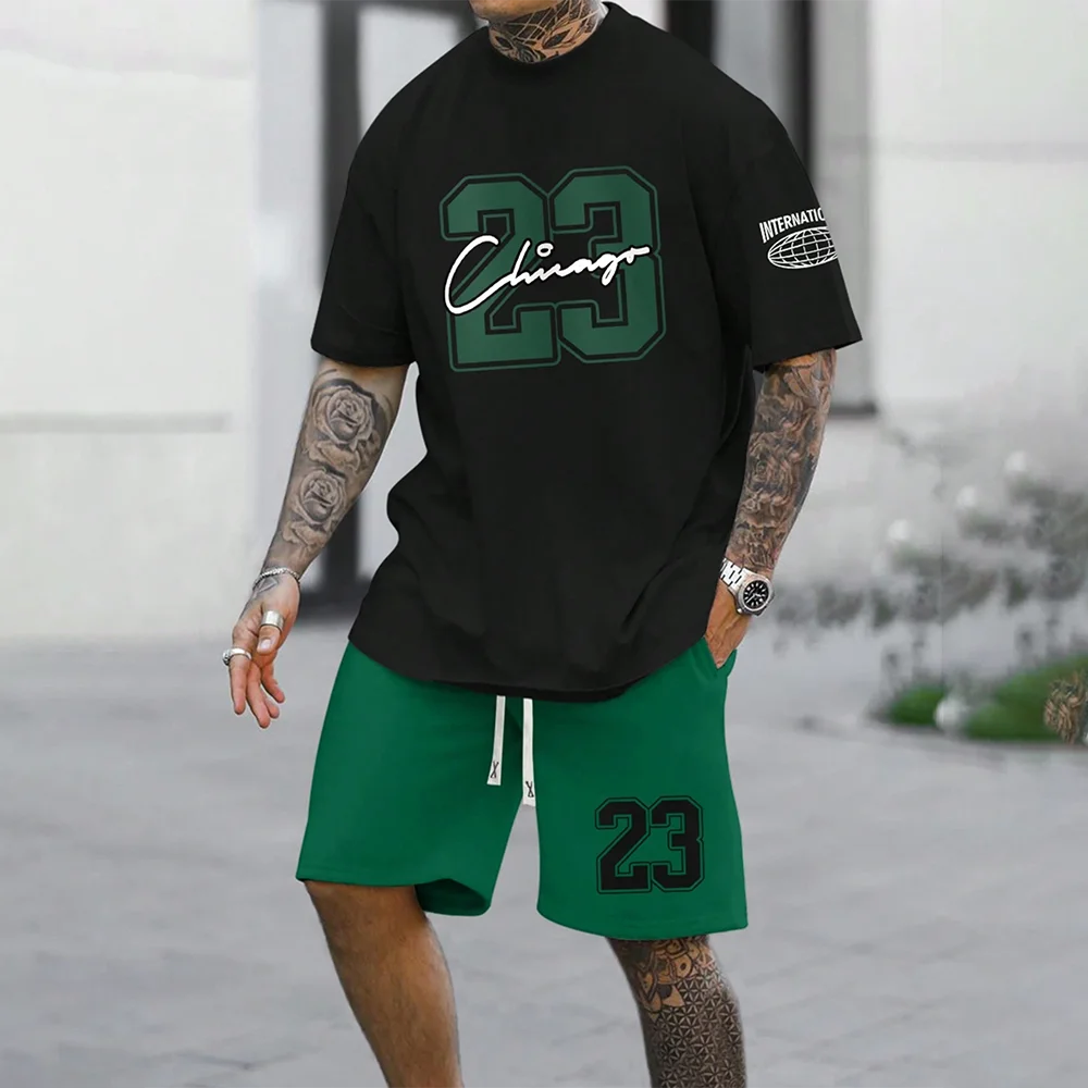 2024 New Fashion  3D Printed Men's Oversized Summer Suit Short Sleeve Shirt and Shorts Set Casual Sportswear Outfit