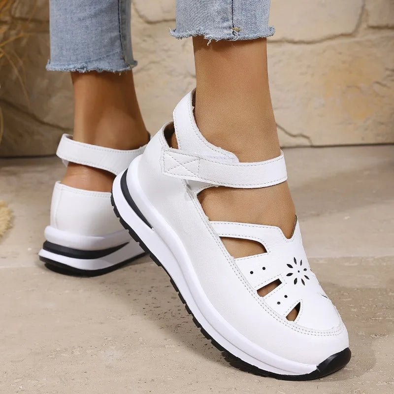 Women's Shoes 2025 Hot Sale Closed Toe Women's Sandals Casual Rome Sandals Women Hollow Platform Wedges Plus Size Shoes Female