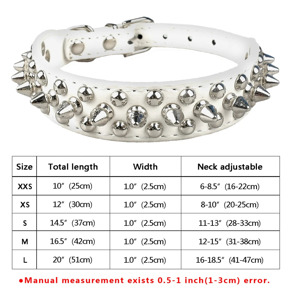 Spiked Studded Leather Dog Collar - 13measurements 