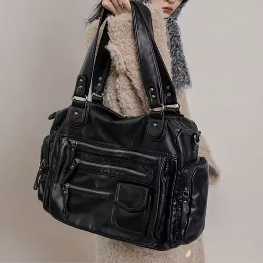Women Tote Bags 2025 Trend Large Capacity Crossbody Shoulder Bags Moto Style Multi Pockets Commute