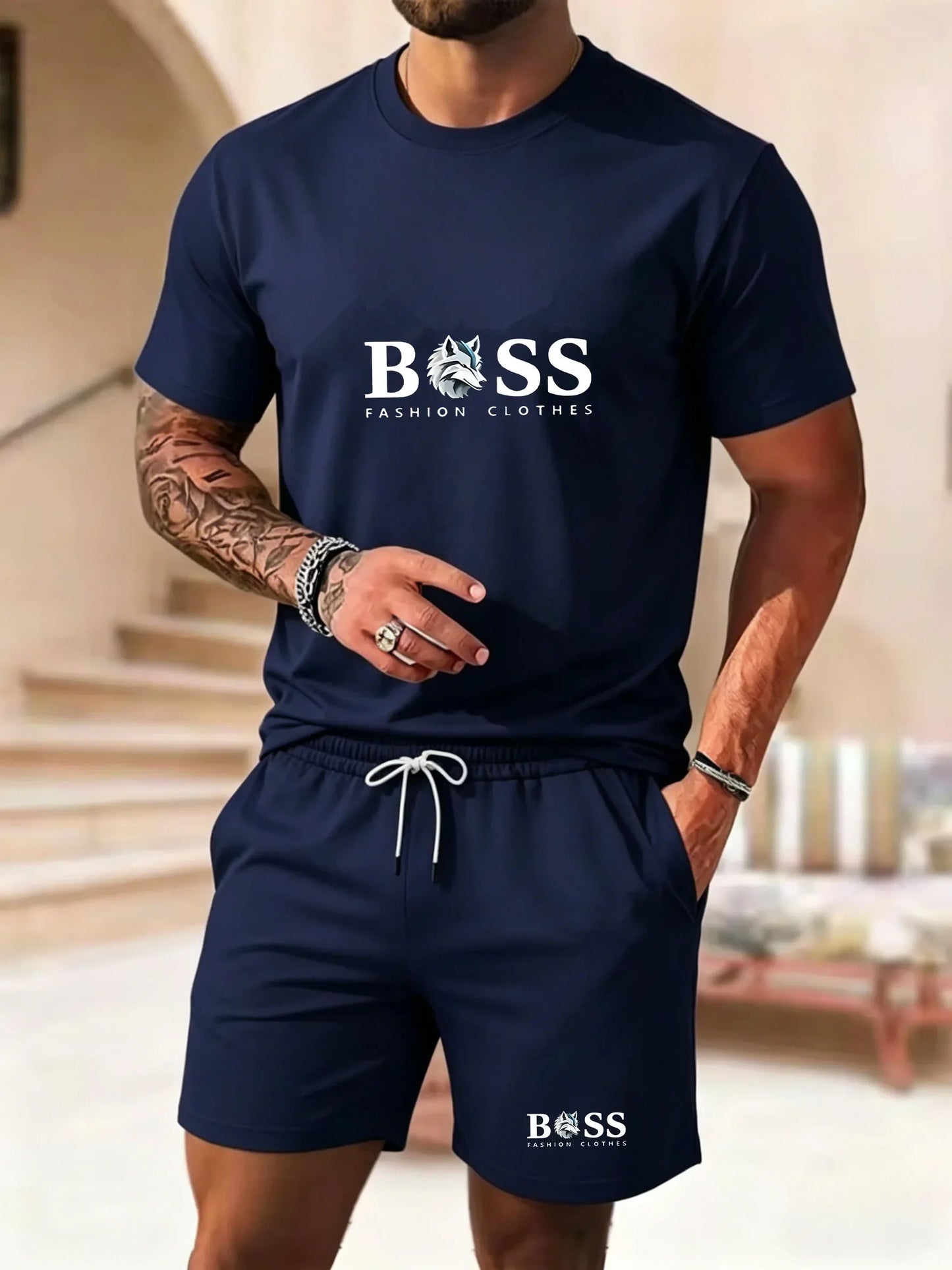 Men's two-piece sportswear short sleeved T-shirt and pants set running fitness sportswear 2026 summer promotion