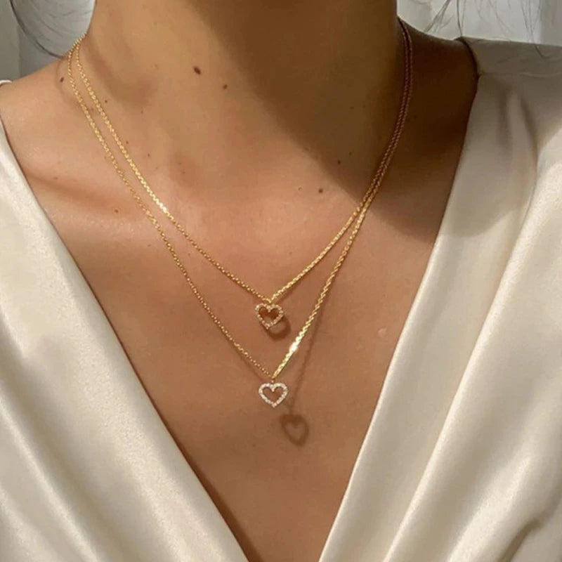 Golden crystal circle pendant necklace for women – elegant trendy jewelry 2 sets