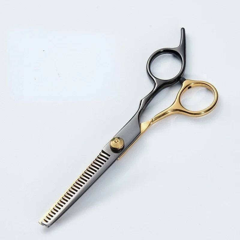 Professional Black and Golden Stainless Steel Hair Cutting Scissors and Thinning Shears-black and gold