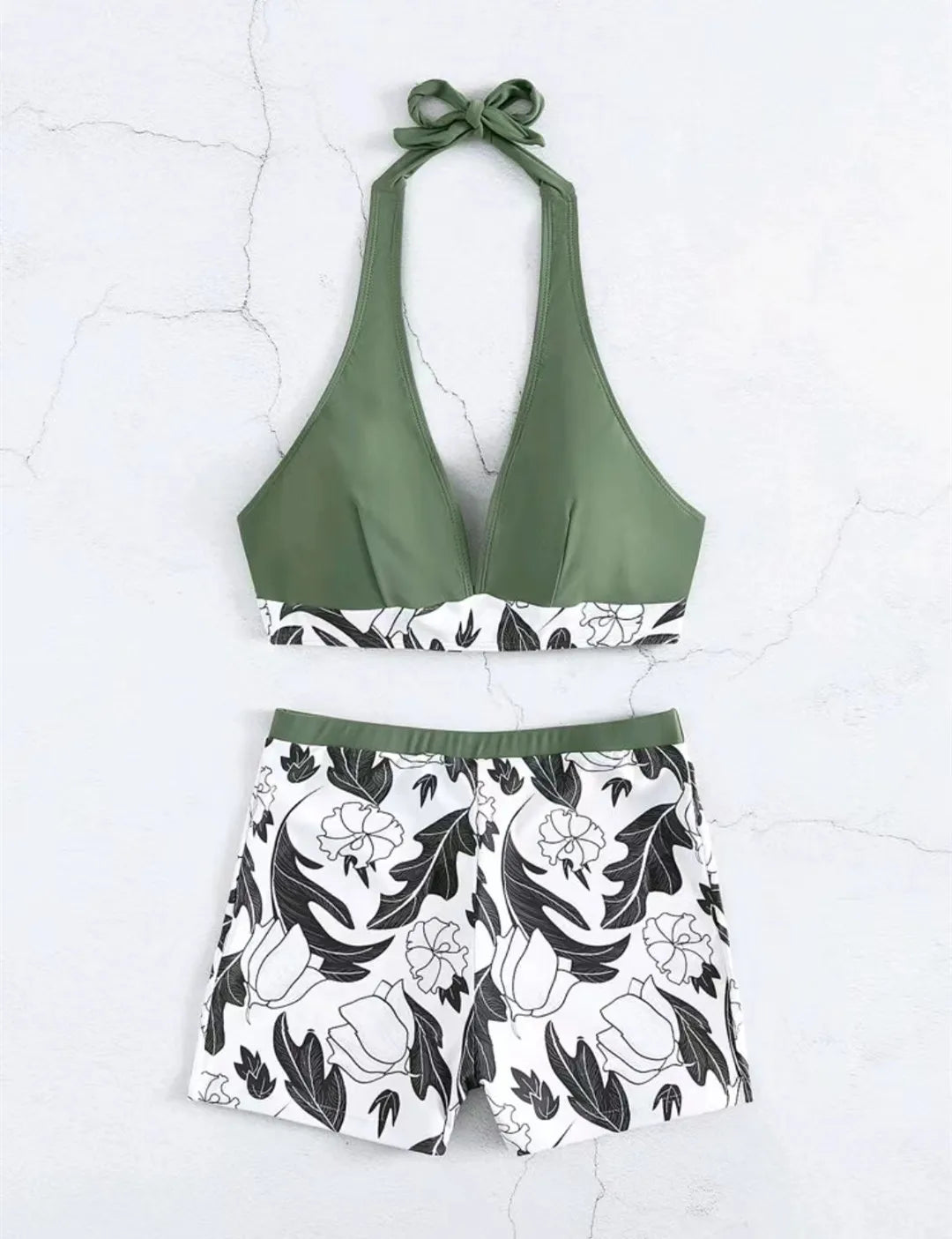 Women’s Halter Bikini Set | High Waist Printed Swimwear