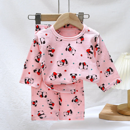 Children’s long sleeve pajama set with cute design – lightweight and comfy sleepwear outfit  pink